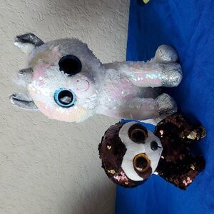 2 (two) Color changing Ty Sequin Plush stuffed animal collectibles Diamond